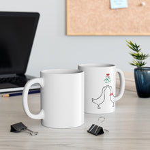Load image into Gallery viewer, Mug Ducks Kissing Under Mistletoe