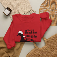 Load image into Gallery viewer, Merry Quackmas You Filthy Animal Christmas Duck Sweatshirt
