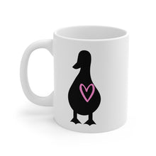 Load image into Gallery viewer, Duck Mom Ceramic Mug — Heart Duck Footprints &amp; Silhouette, 11oz

