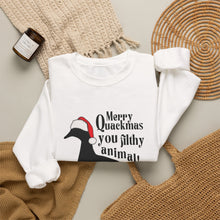 Load image into Gallery viewer, Merry Quackmas You Filthy Animal Christmas Duck Sweatshirt
