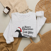 Load image into Gallery viewer, Merry Quackmas You Filthy Animal Christmas Duck Sweatshirt
