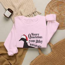 Load image into Gallery viewer, Merry Quackmas You Filthy Animal Christmas Duck Sweatshirt
