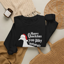 Load image into Gallery viewer, Merry Quackmas You Filthy Animal Christmas Duck Sweatshirt
