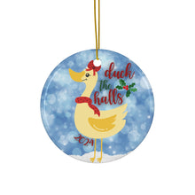 Load image into Gallery viewer, Ceramic Ornament - Lady Duck &#39;Duck The Halls&#39; Holiday Decoration
