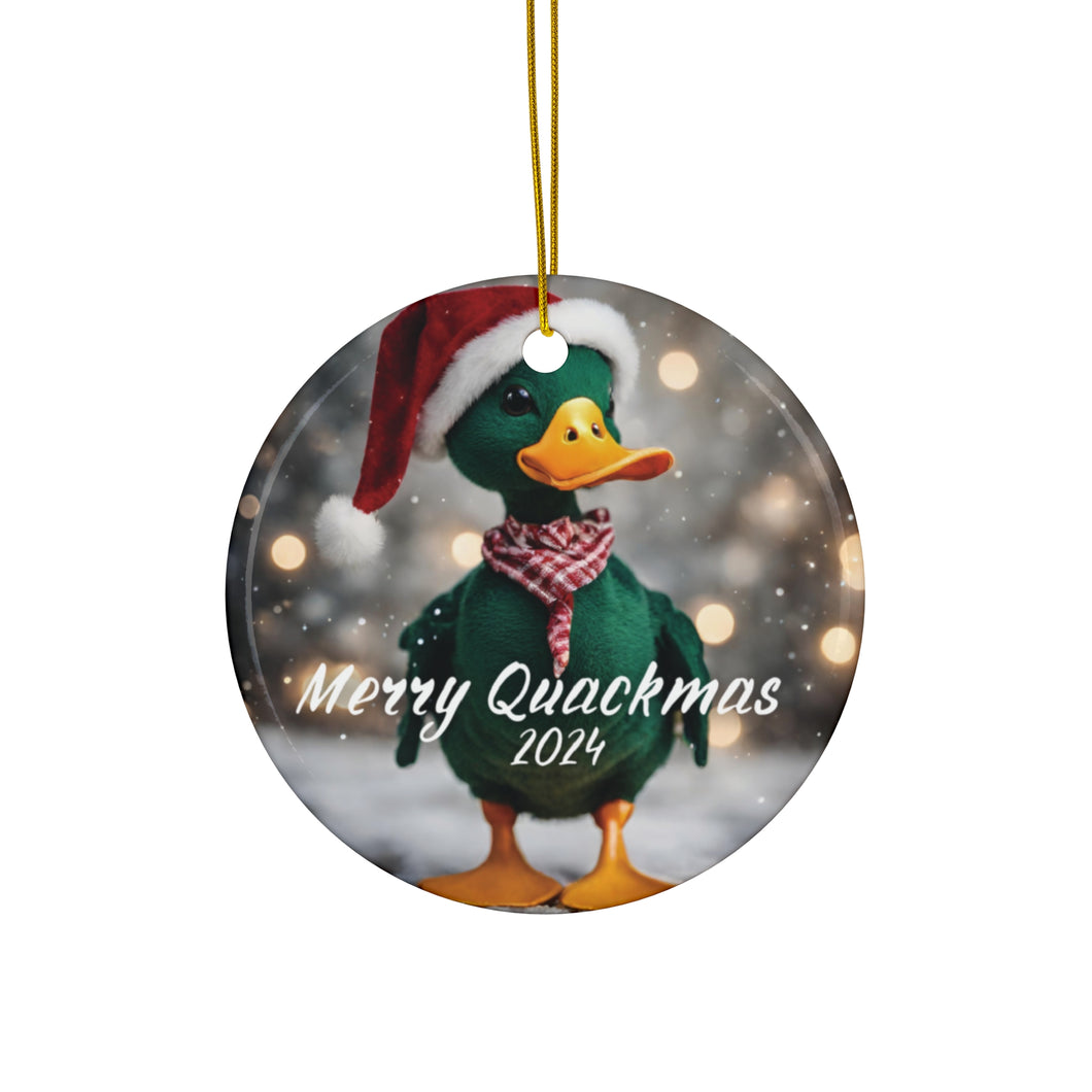 Ceramic Ornament Duck Christmas Decoration- Merry Quackmas