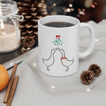 Load image into Gallery viewer, Mug Ducks Kissing Under Mistletoe
