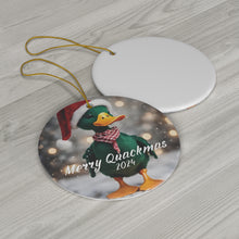 Load image into Gallery viewer, Ceramic Ornament Duck Christmas Decoration- Merry Quackmas
